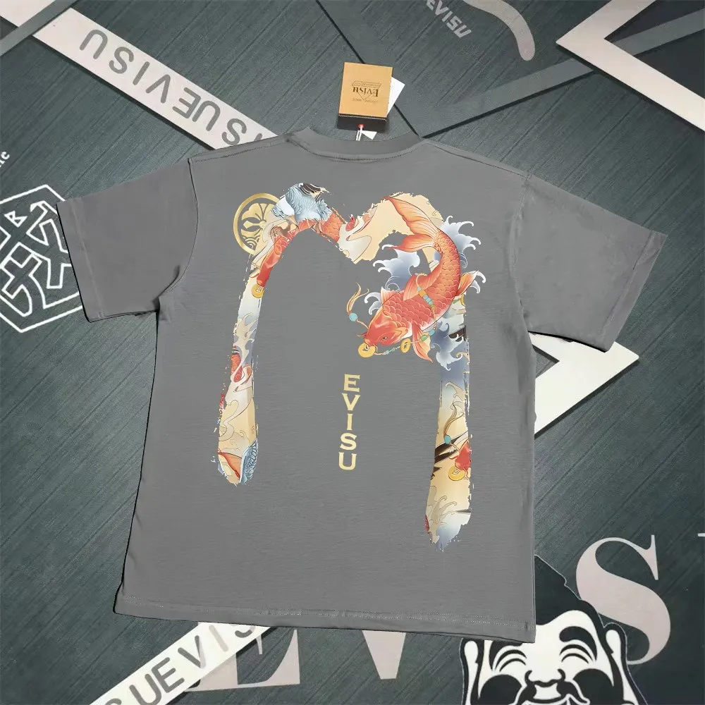 Evisu 2025New Arrival T ⚠ Quality⚠ Same Style T 。 ，Black S-XXL，White S-XXL，Gray M-XXL，Red S-XXL， Red M-XXL